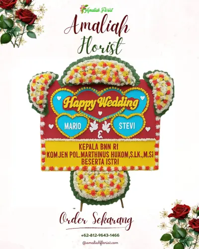 Karangan Papan Bunga Pernikahan di Polaman